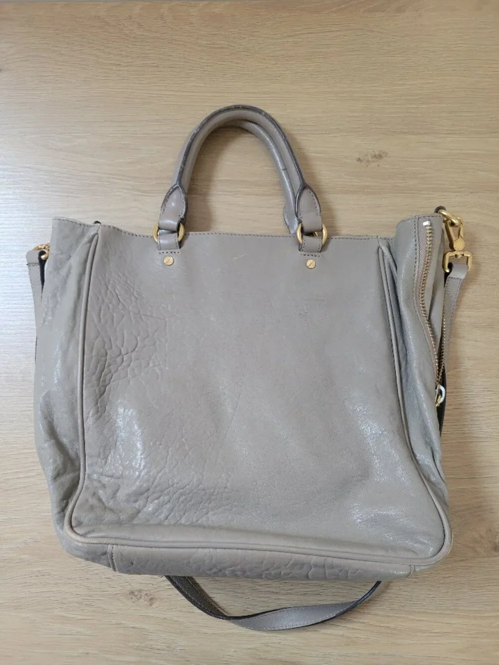 Marc by Marc Jacobs Gray Leather Tote Bag Crossbody Shoulder Handbag